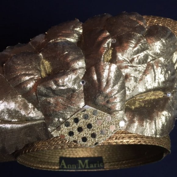 VTG Gold Fancy Doll Mannequin Stuffed Animal Derby Hat by Ann Marie Small - Picture 10 of 14